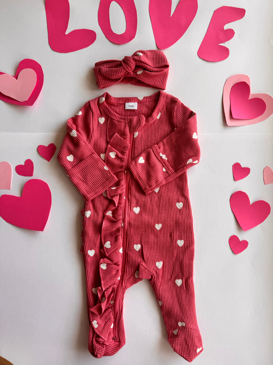 Tiny Heart Overall-Pink
