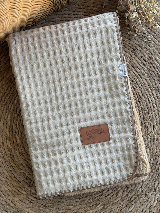Luxury Waffle Sherpa Baby Blanket-Beige