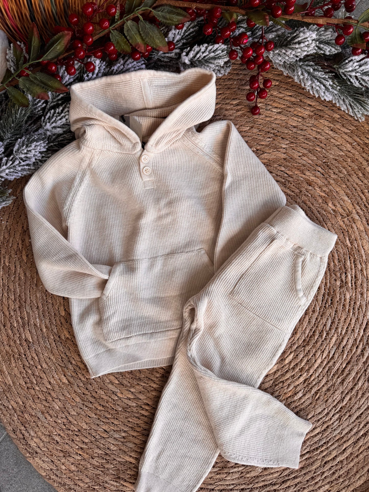 Little Cozy Hooded Knit Set – Cream