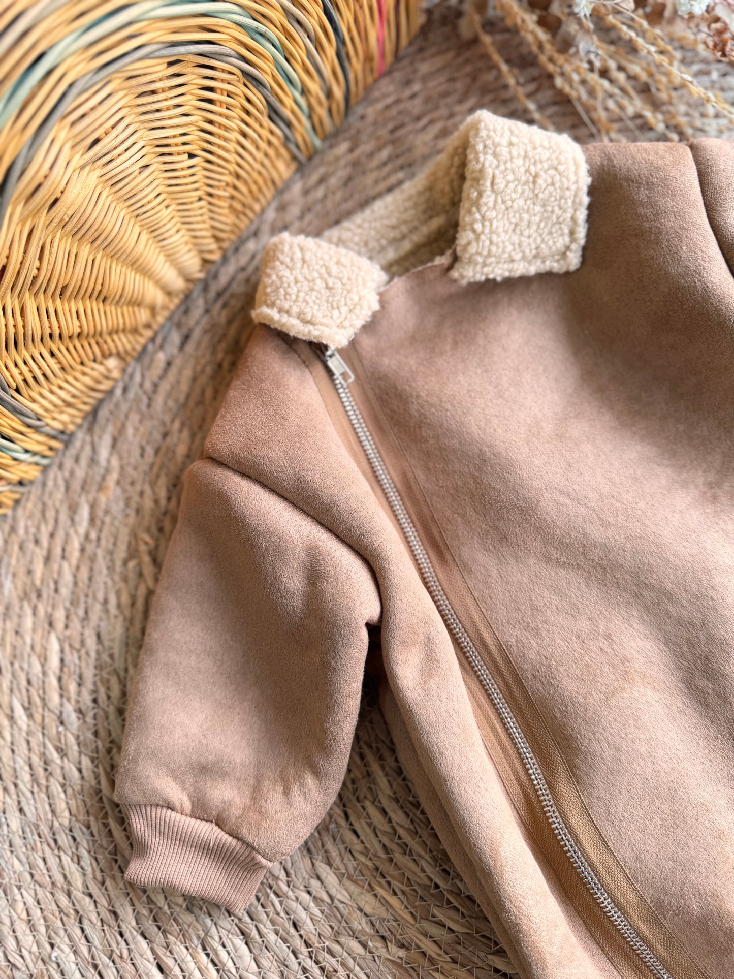 Cozy Shearling Baby Jumpsuit-Havane