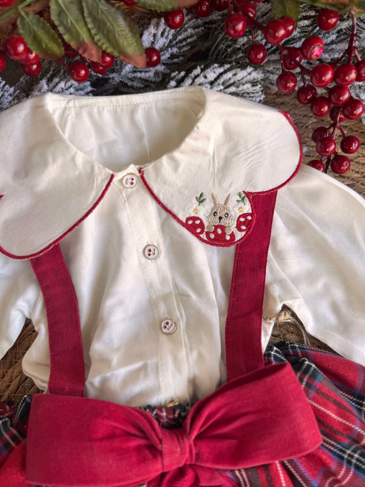 Little Christmas Plaid Dress Set – Red & White