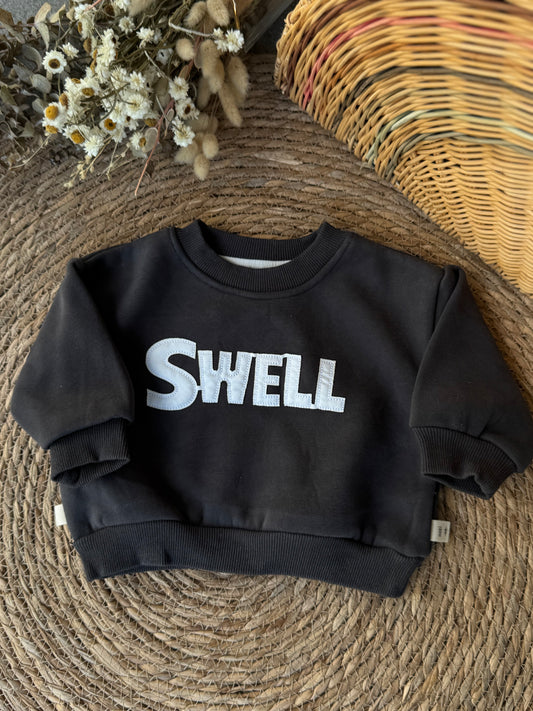 Kids’ “Swell” Fleece-Lined Sweatshirt – Dark Grey