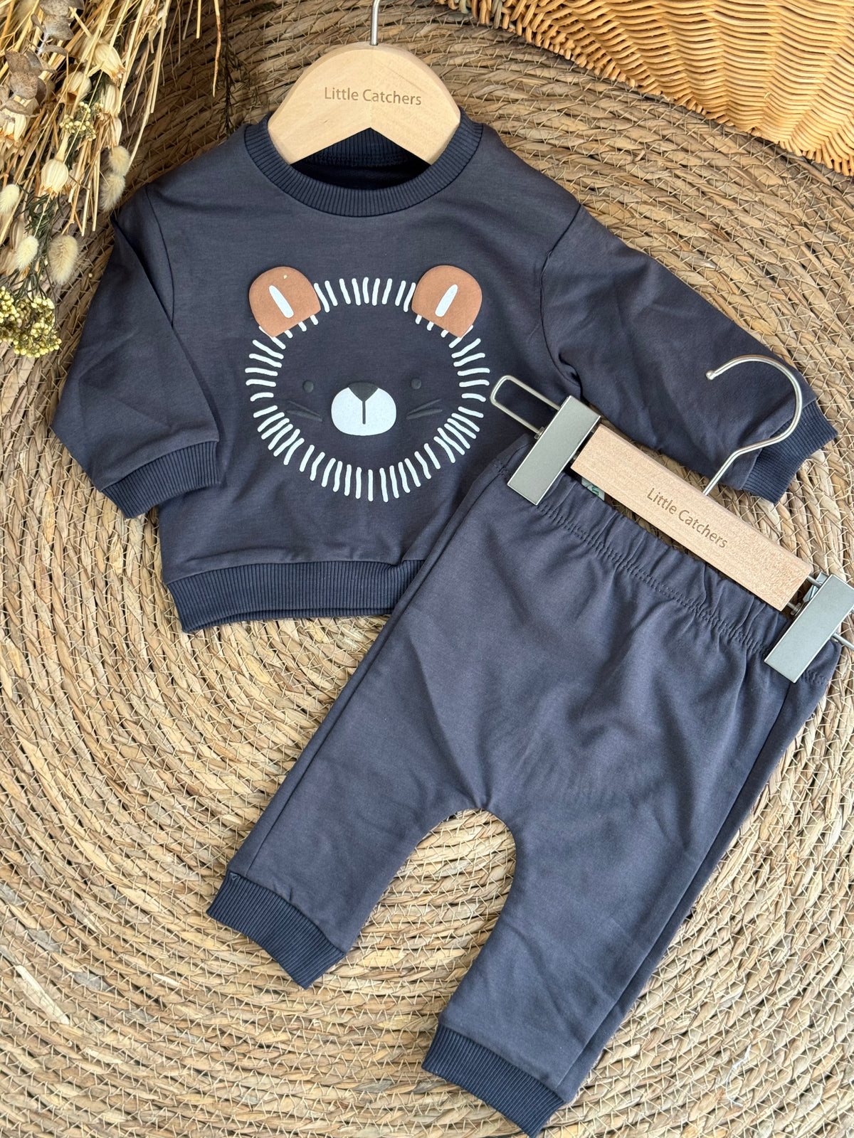 Lion Cotton Set-Dark Grey
