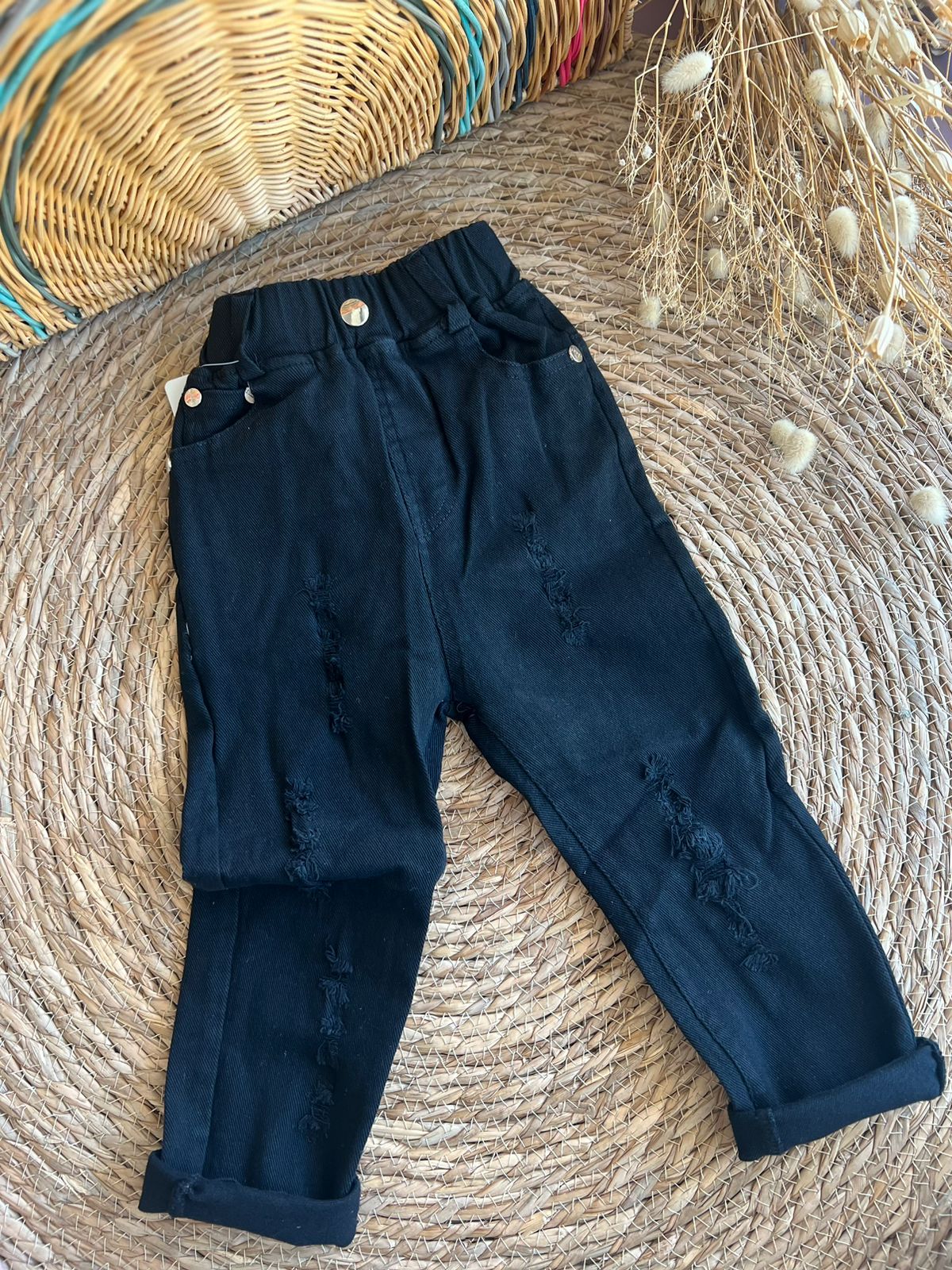 Broken Style Denim Pant-Black