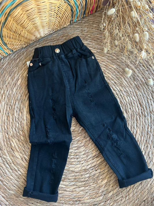 Broken Style Denim Pant-Black