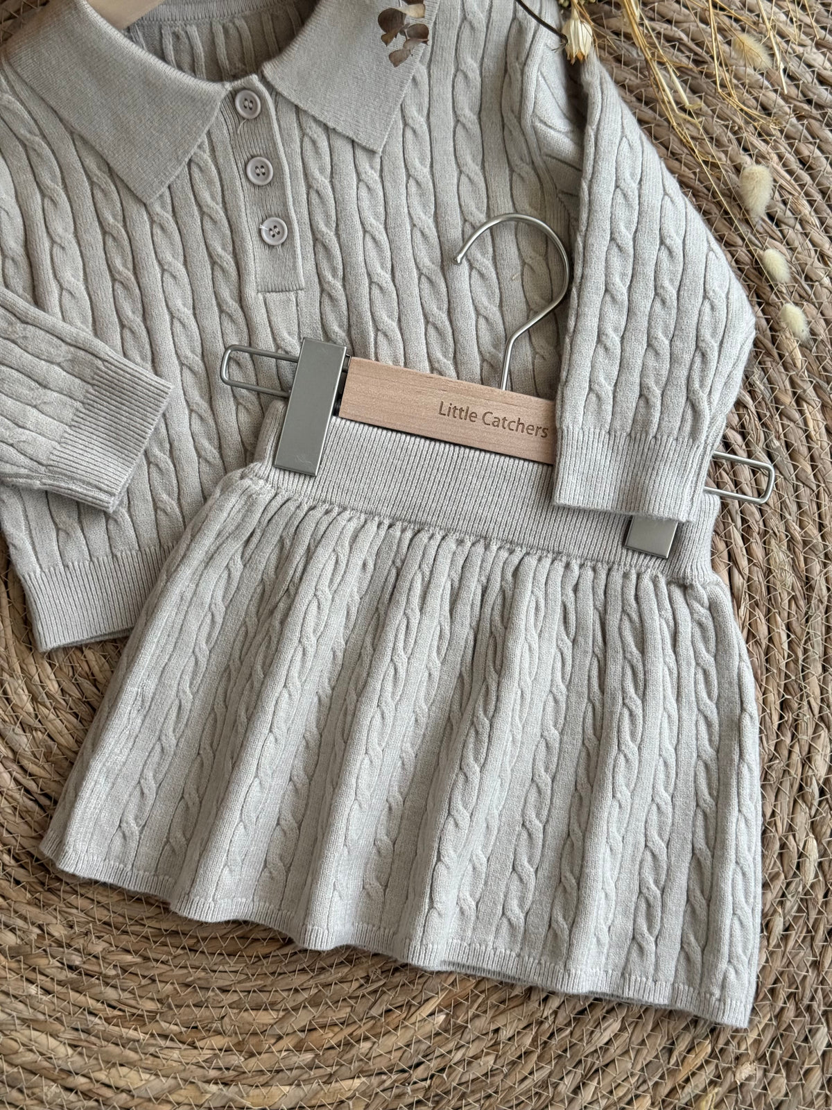 Collar Sweater & Skirt Set