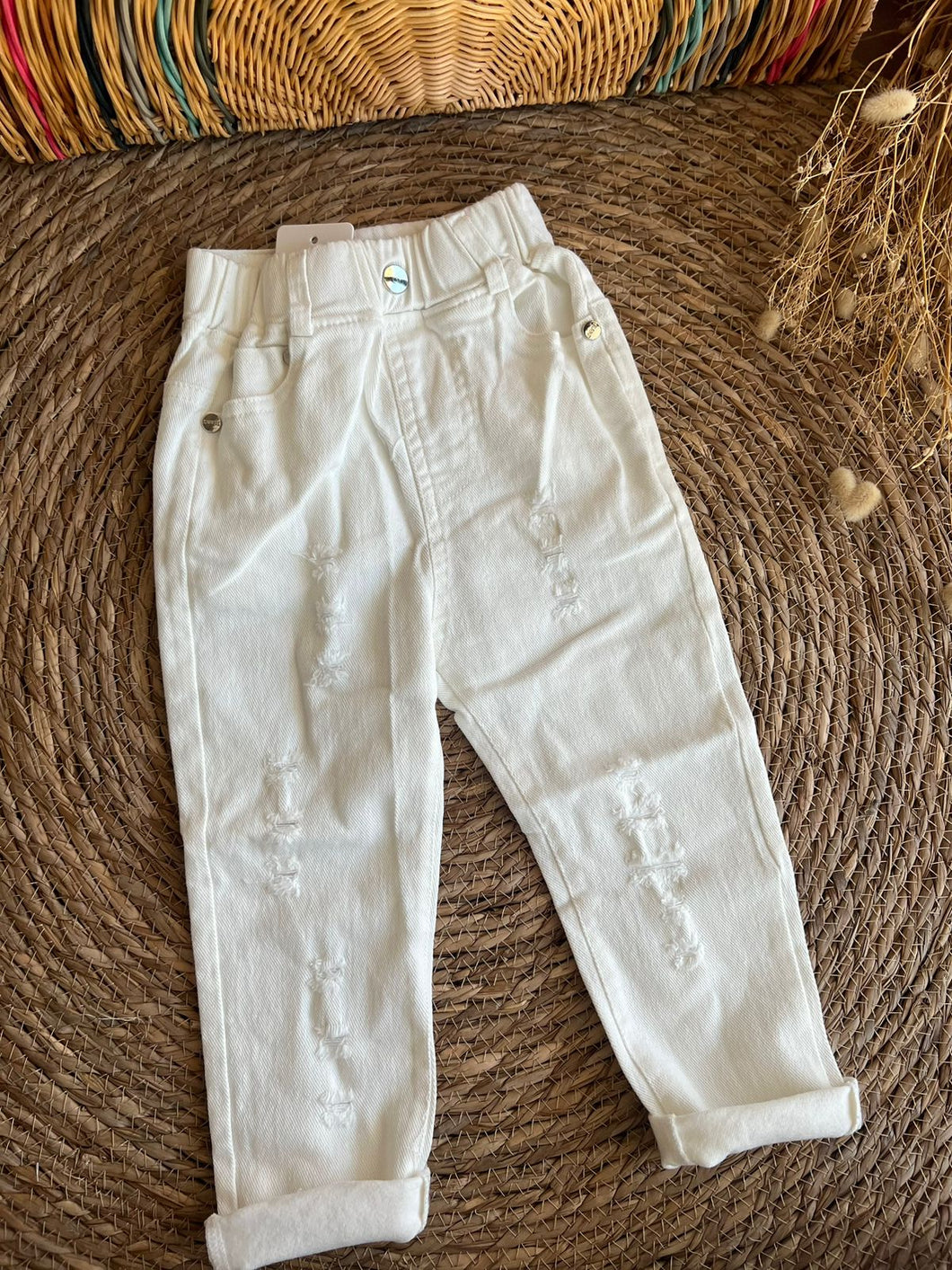 Broken Style Denim Pant-White