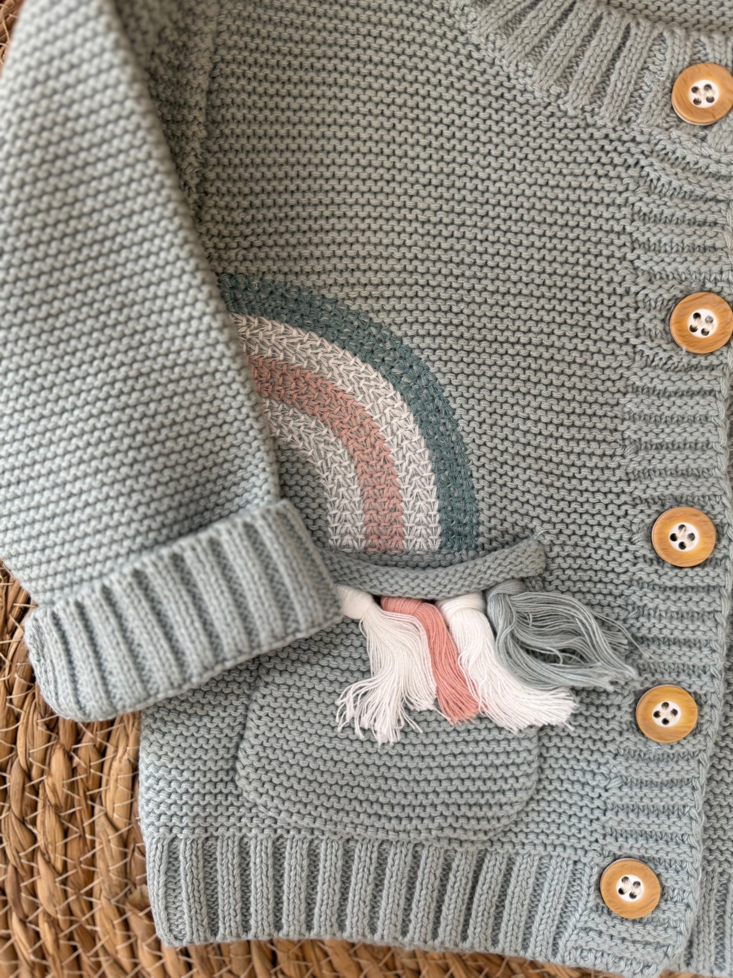 Rainbow & Sunshine Knit Baby Cardigan 🌈☀️