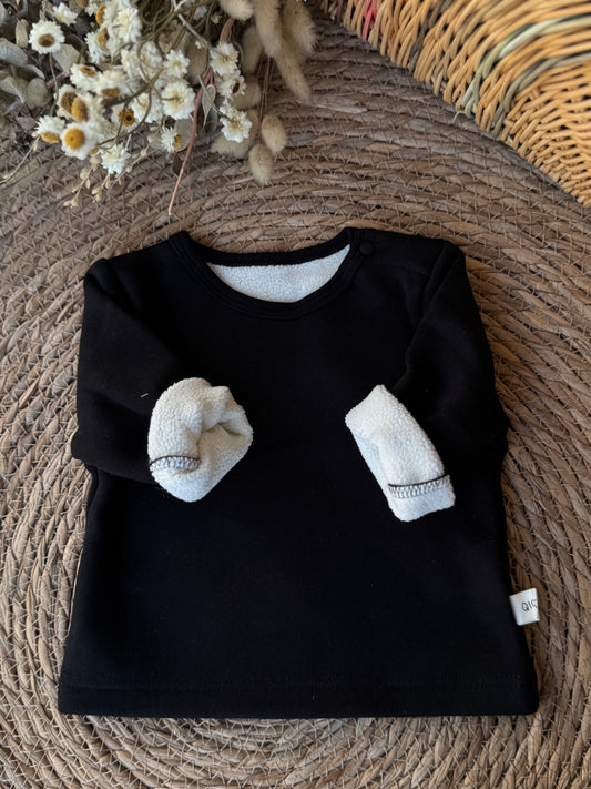 Baby & Kids Fleece-Lined Long Sleeve Top – Black