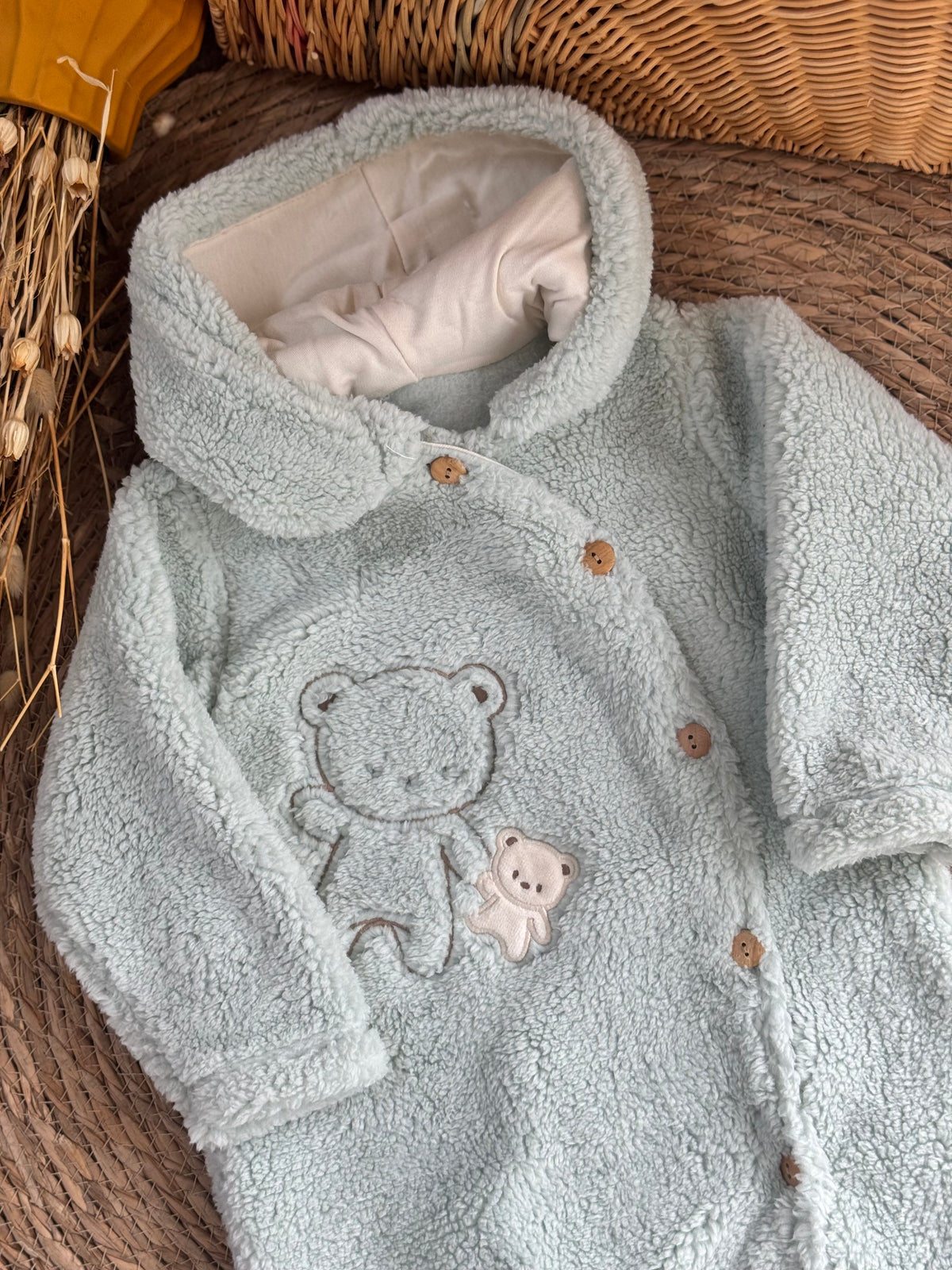 Cozy Bear Hooded Overall-Mint
