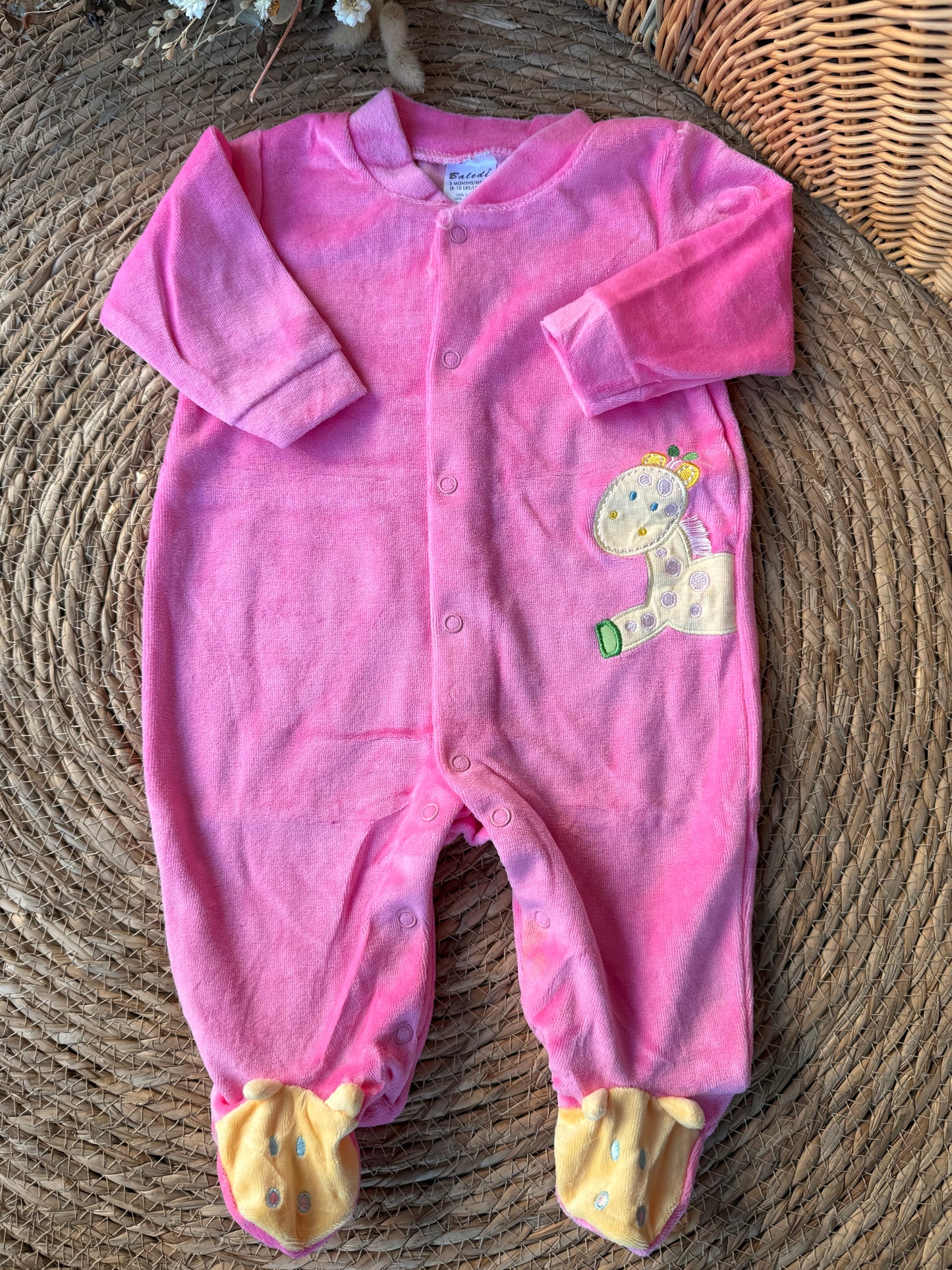 Baby Giraffe Footed Sleepsuit – Pink