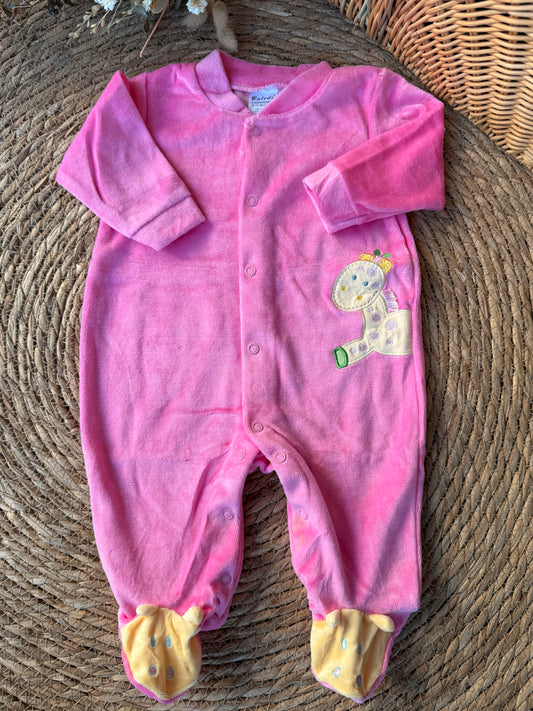 Baby Giraffe Footed Sleepsuit – Pink