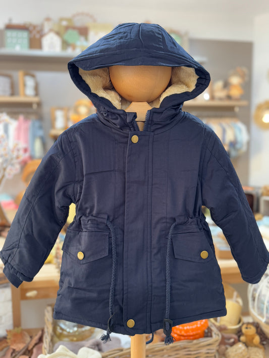 Kids’ Winter Parka Jacket with Faux Fur Lining – Navy