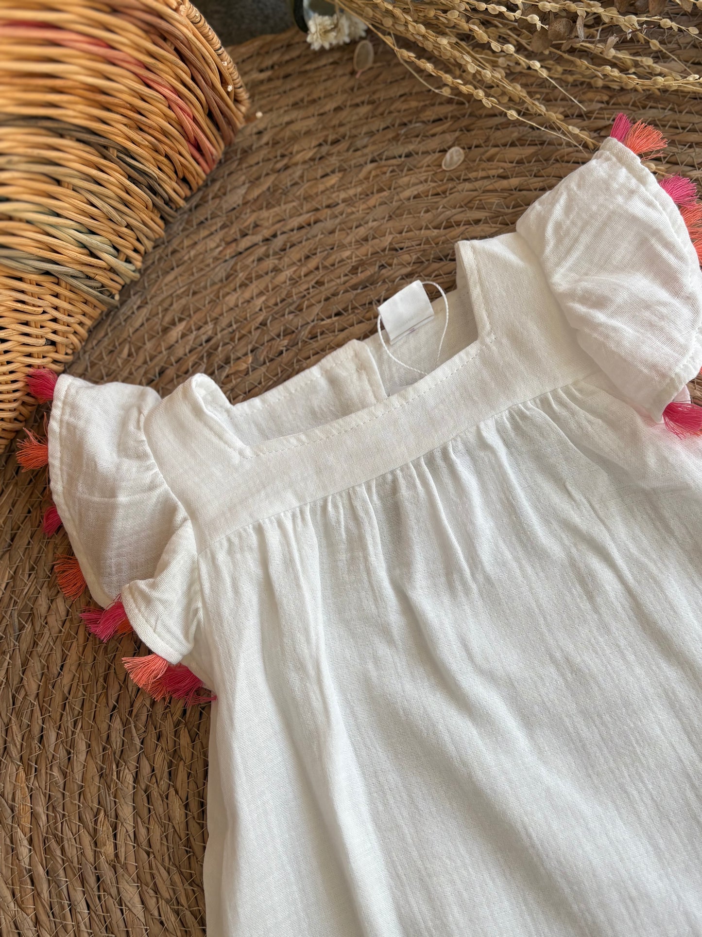 Pompom Linen Dress