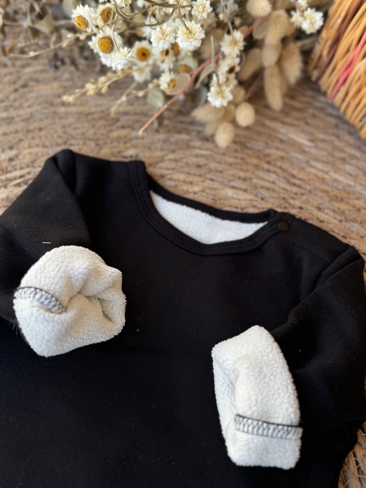 Baby & Kids Fleece-Lined Long Sleeve Top – Black