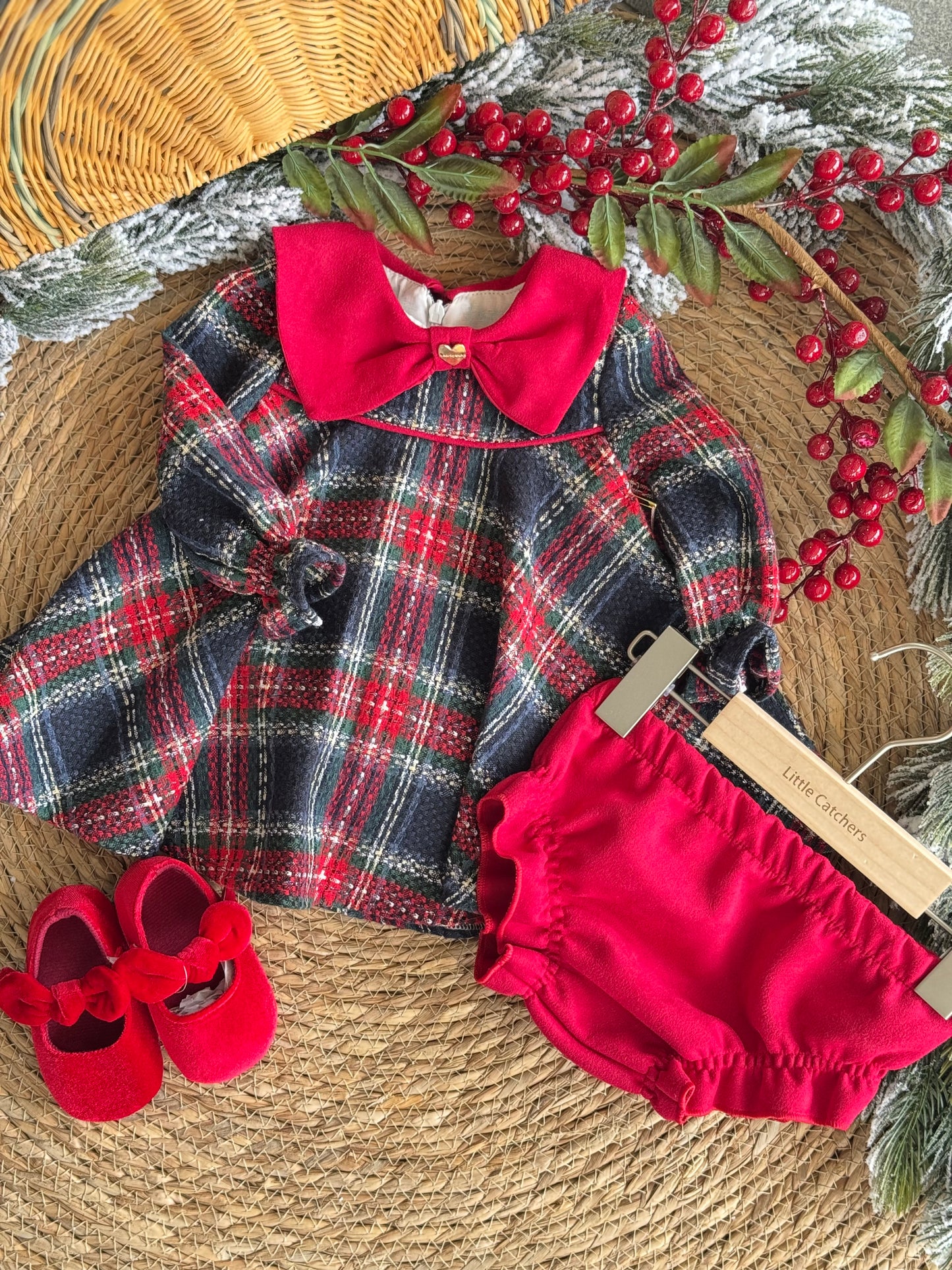 Little Festive Bow Dress – Tartan Red
(Without ballerina)