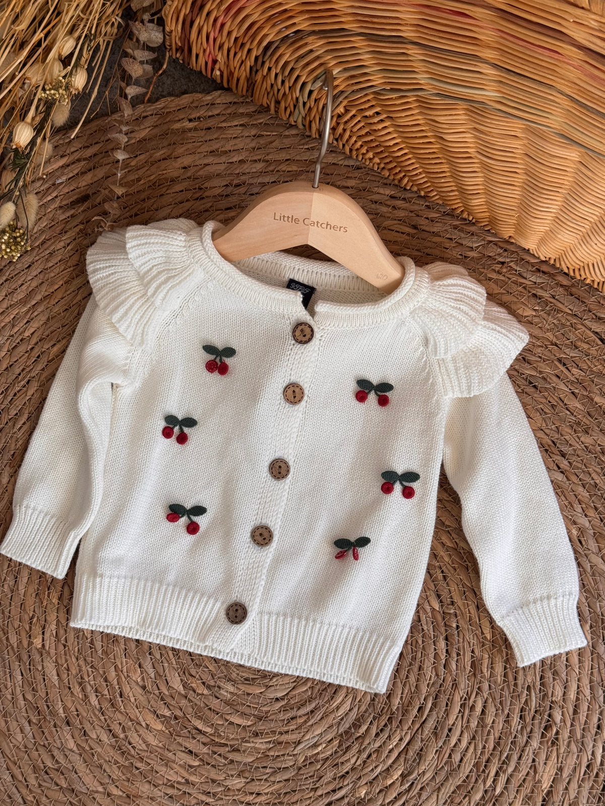 Cherry White Cardigan