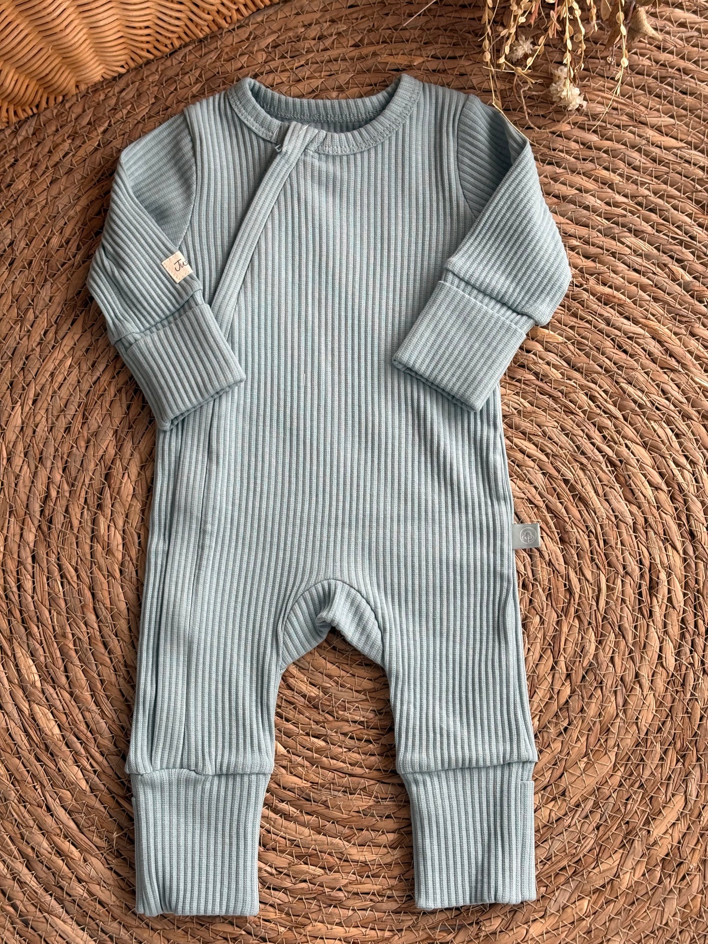 Ribbed Zip Overall-Mint