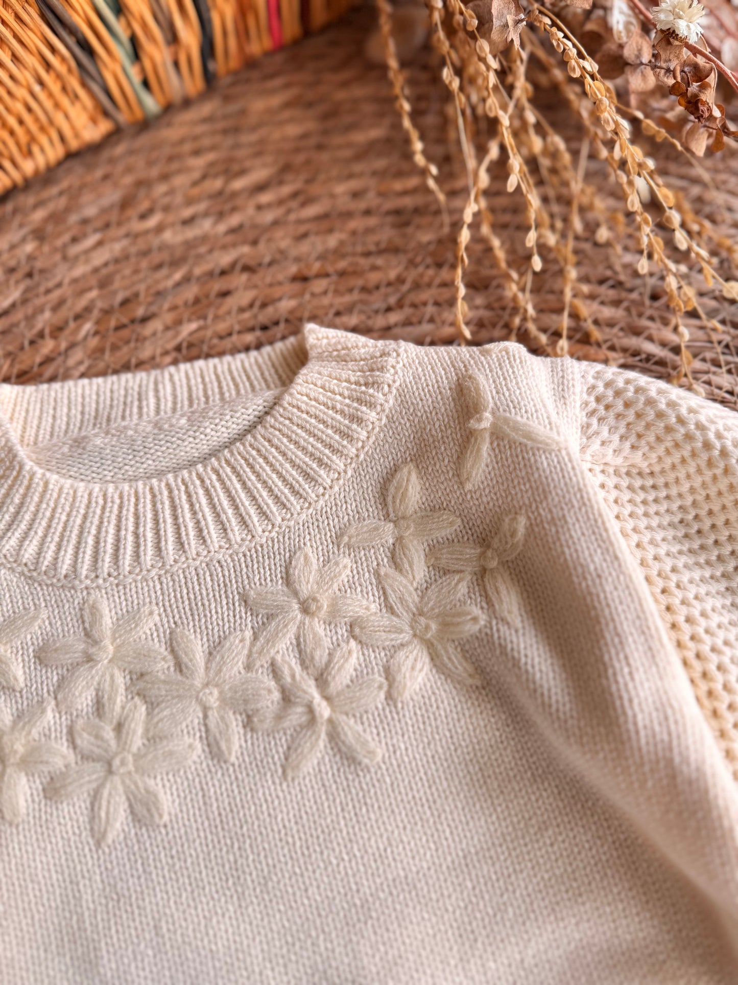 Floral Knit Baby Sweater