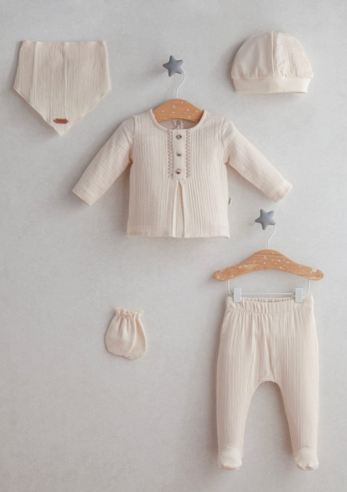 Newborn Cotton Outfit-Ivory