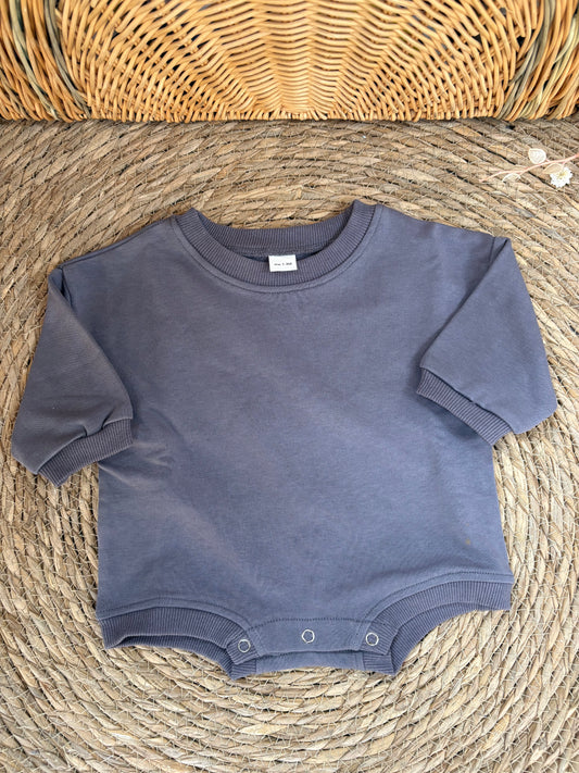 Long Sleeve Romper-Grey