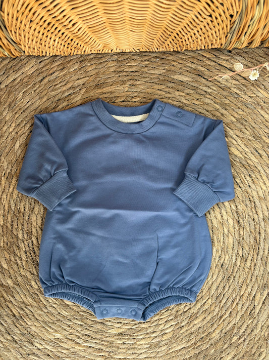 Long Sleeve Romper-Dark blue