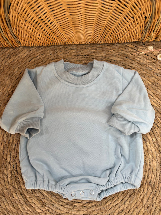 Long Sleeve Romper-Light Blue