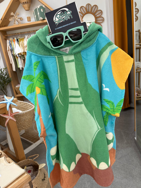 Beach Hooded Bath Towel-Crocodile Green