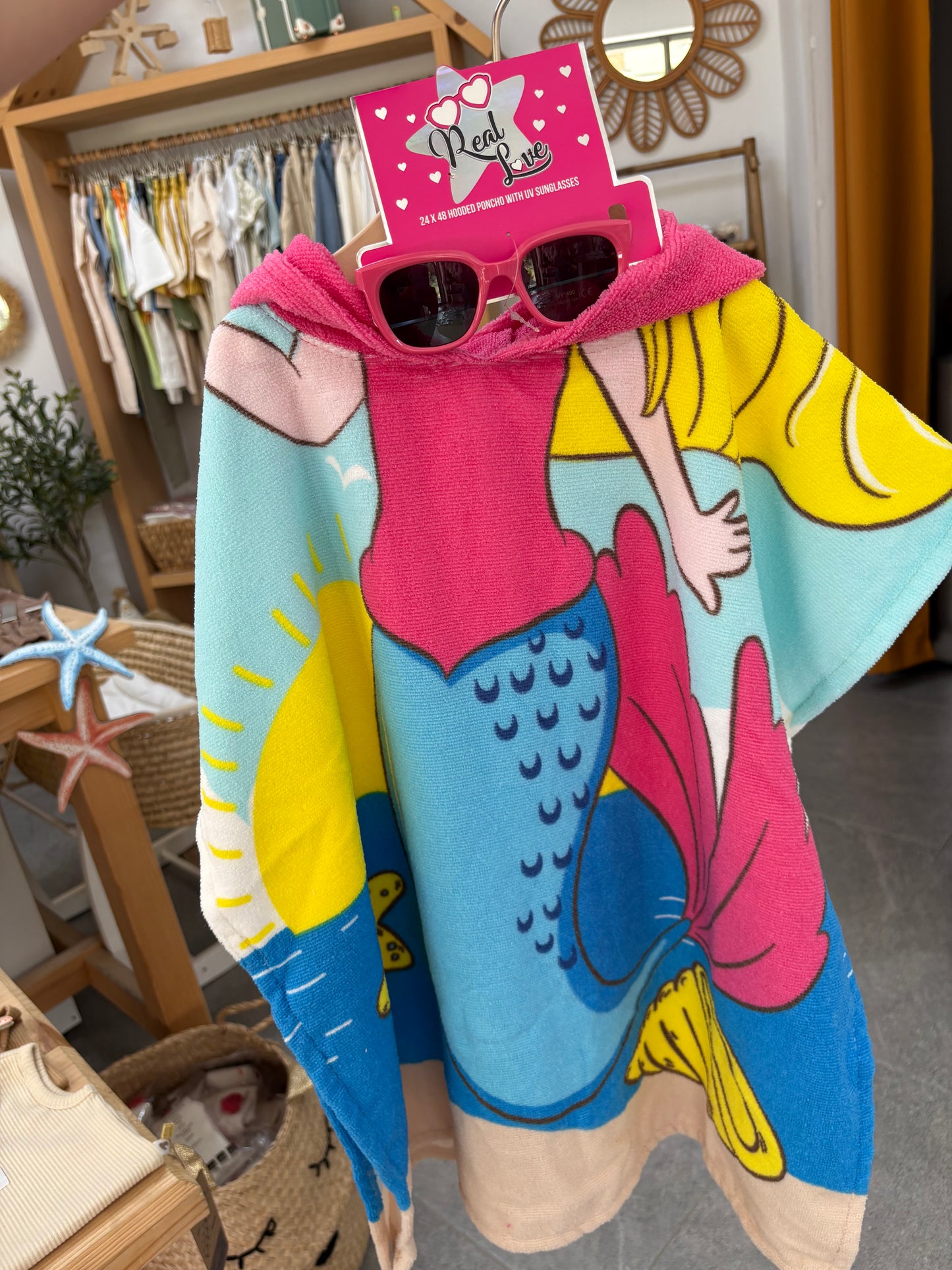 Beach hooded bath towel-Mermaid Pink