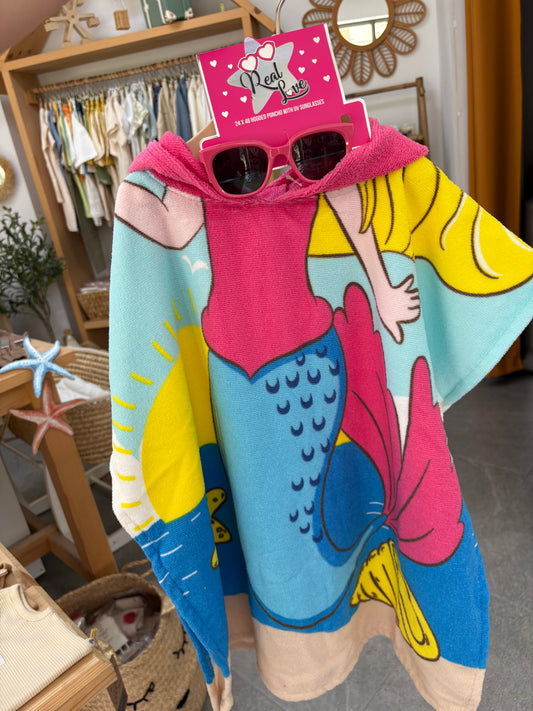 Beach hooded bath towel-Mermaid Pink