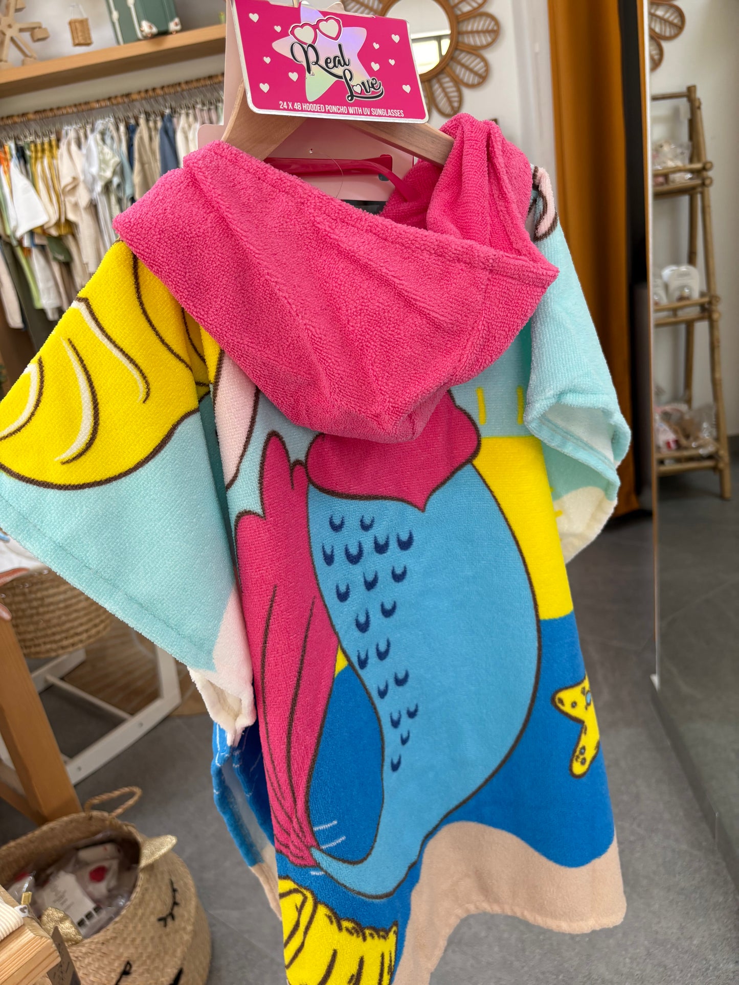 Beach hooded bath towel-Mermaid Pink