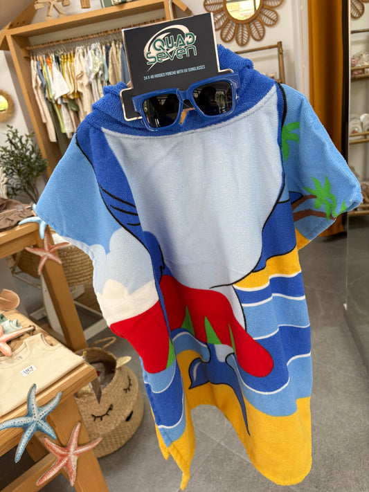 Beach hooded bath towel-Shark Blue