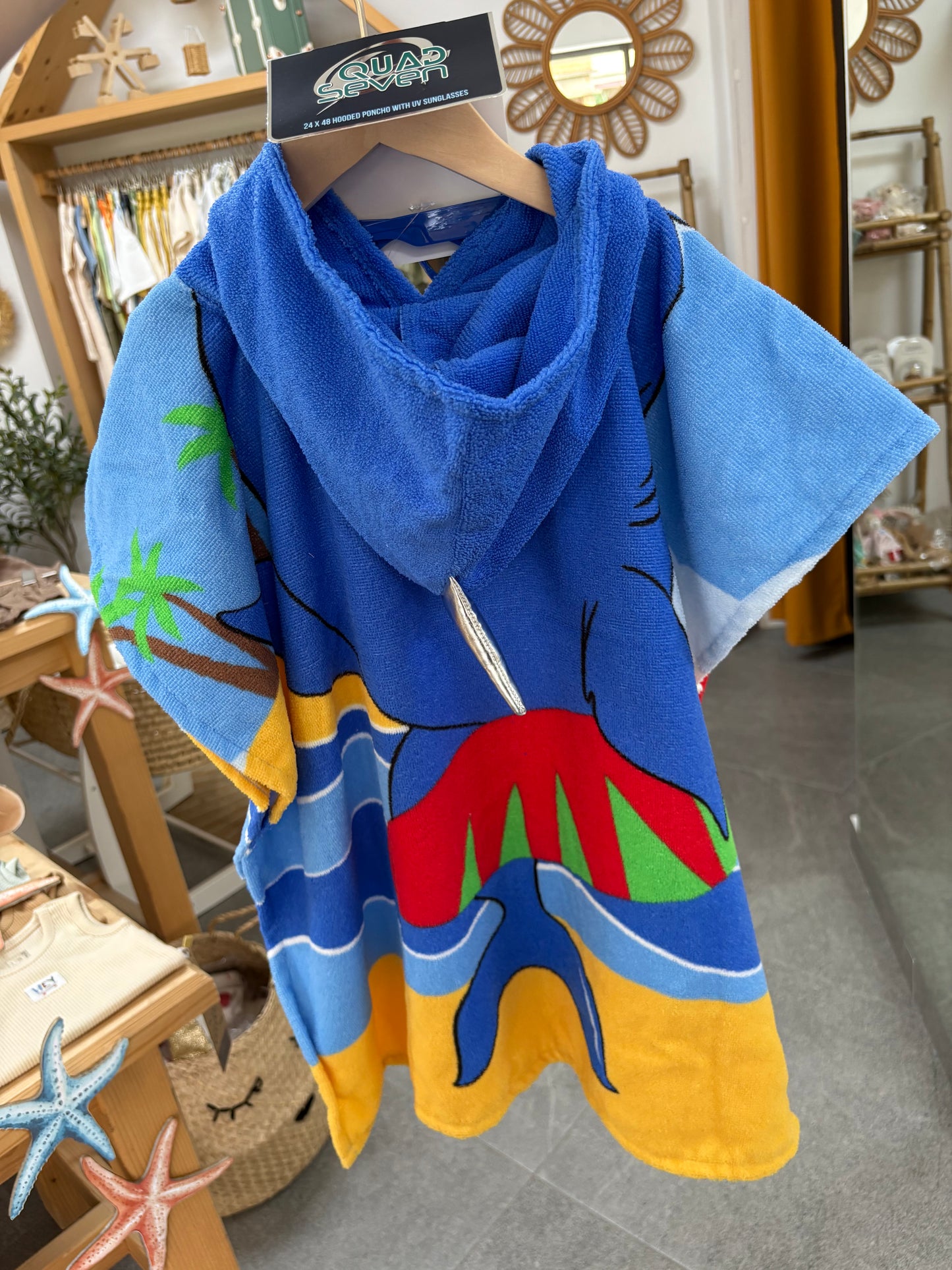Beach hooded bath towel-Shark Blue