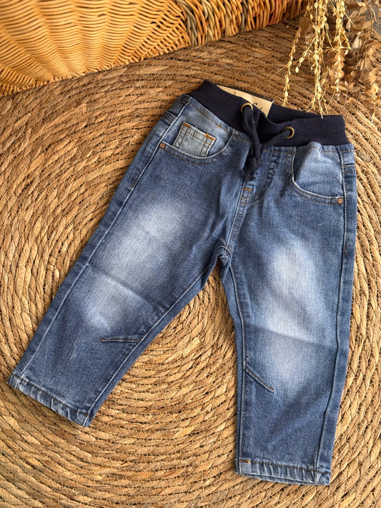 Daily Adventure Drawstring Jeans-navy blue