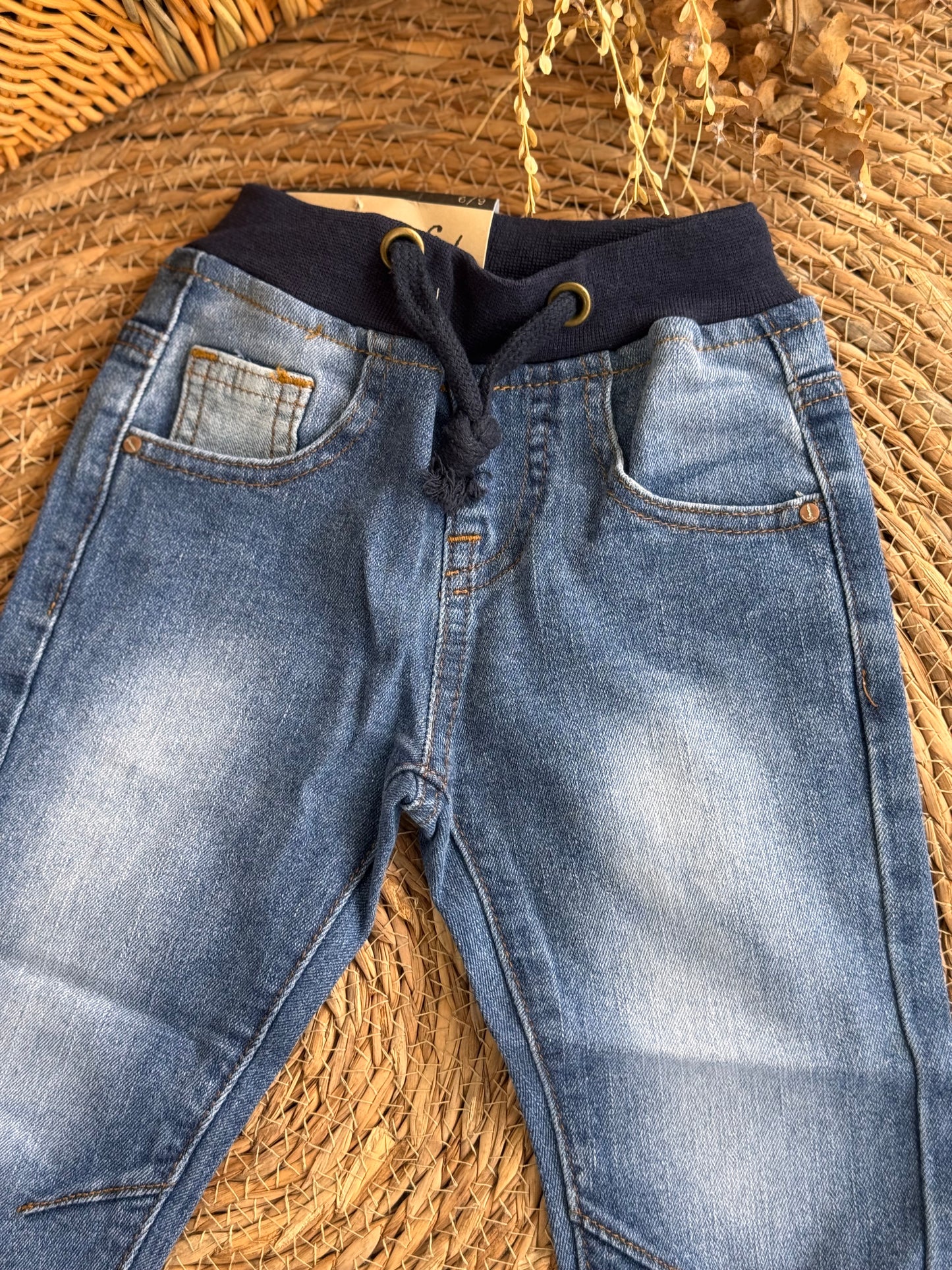 Daily Adventure Drawstring Jeans-navy blue