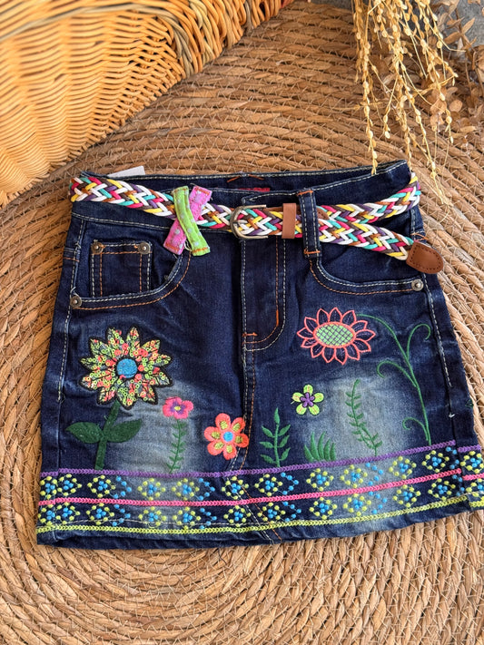 Boho Bloom Denim Skirt 🌼