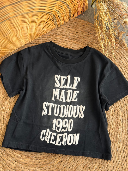 Self Made Retro Graphic Tee-Black