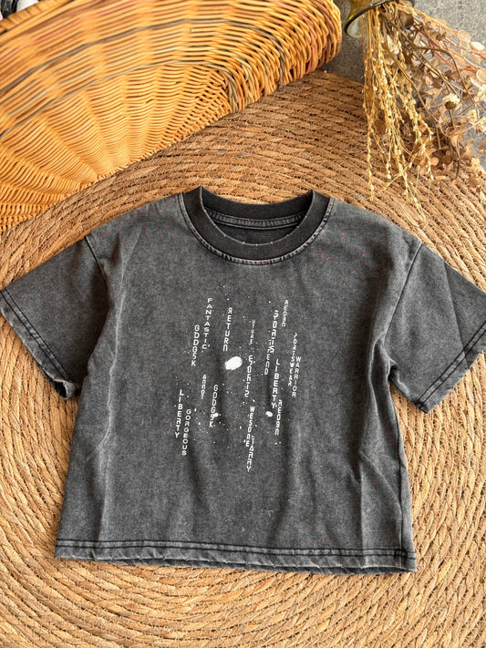 Echo Acid Wash Ghraphic Tee-Charcoal