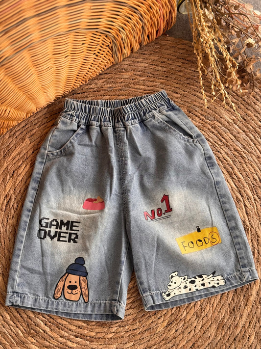 Graphic Denim Short