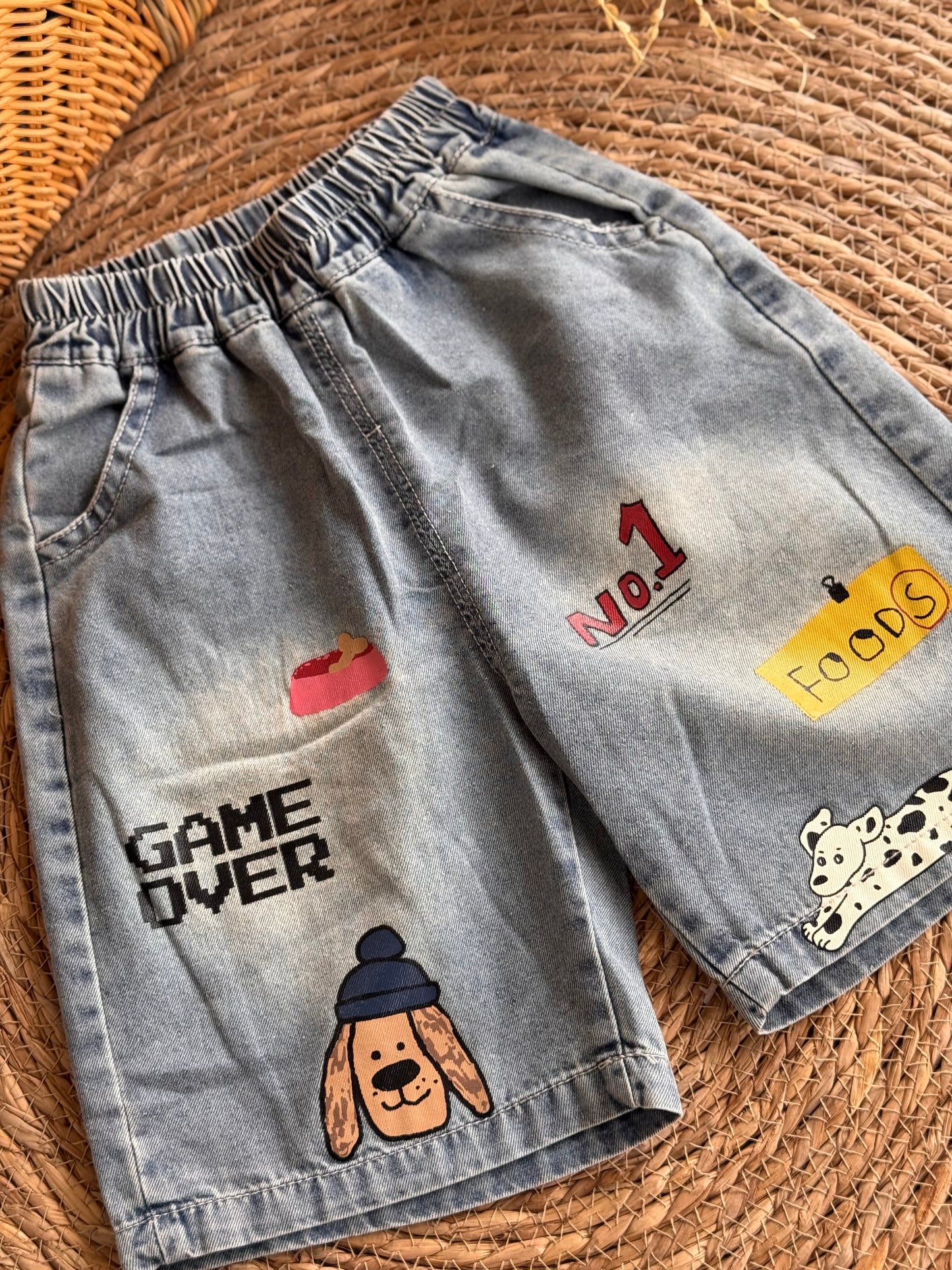 Graphic Denim Short