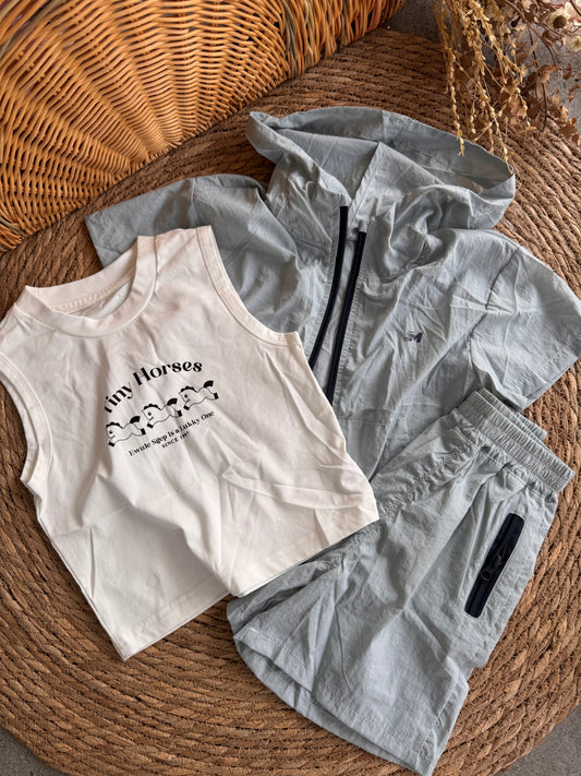 Little Adventurer 3-Piece Hooded Short Set