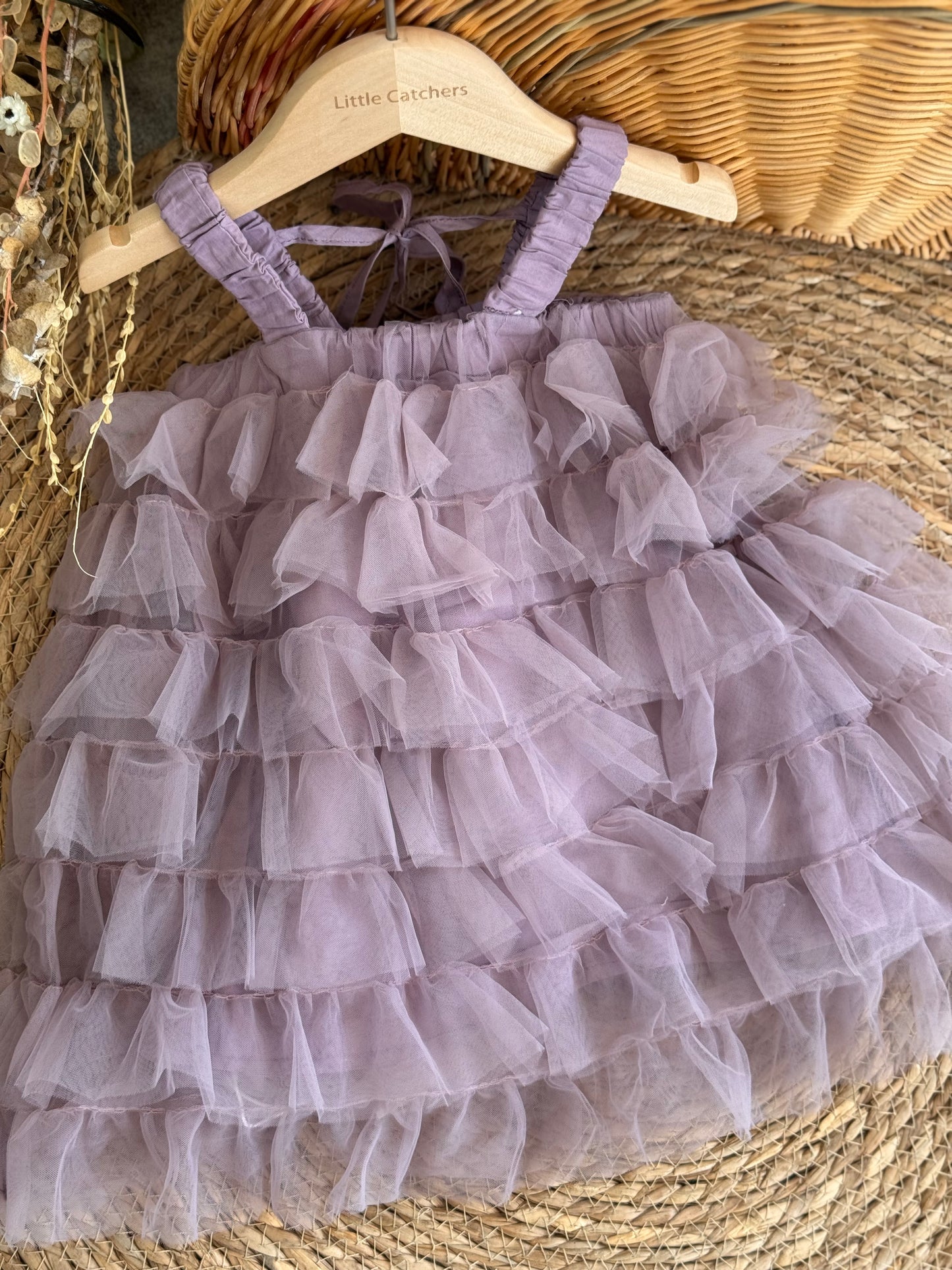 Dream Ruffle Tulle Dress-Lavender