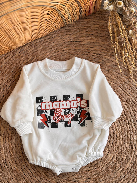 Mama's Boy-White Romper