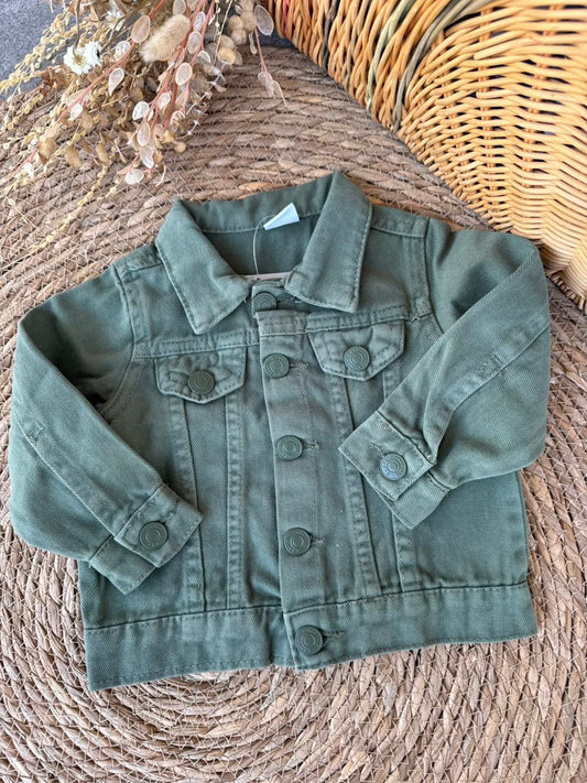 Baby Olive Green Denim Jacket