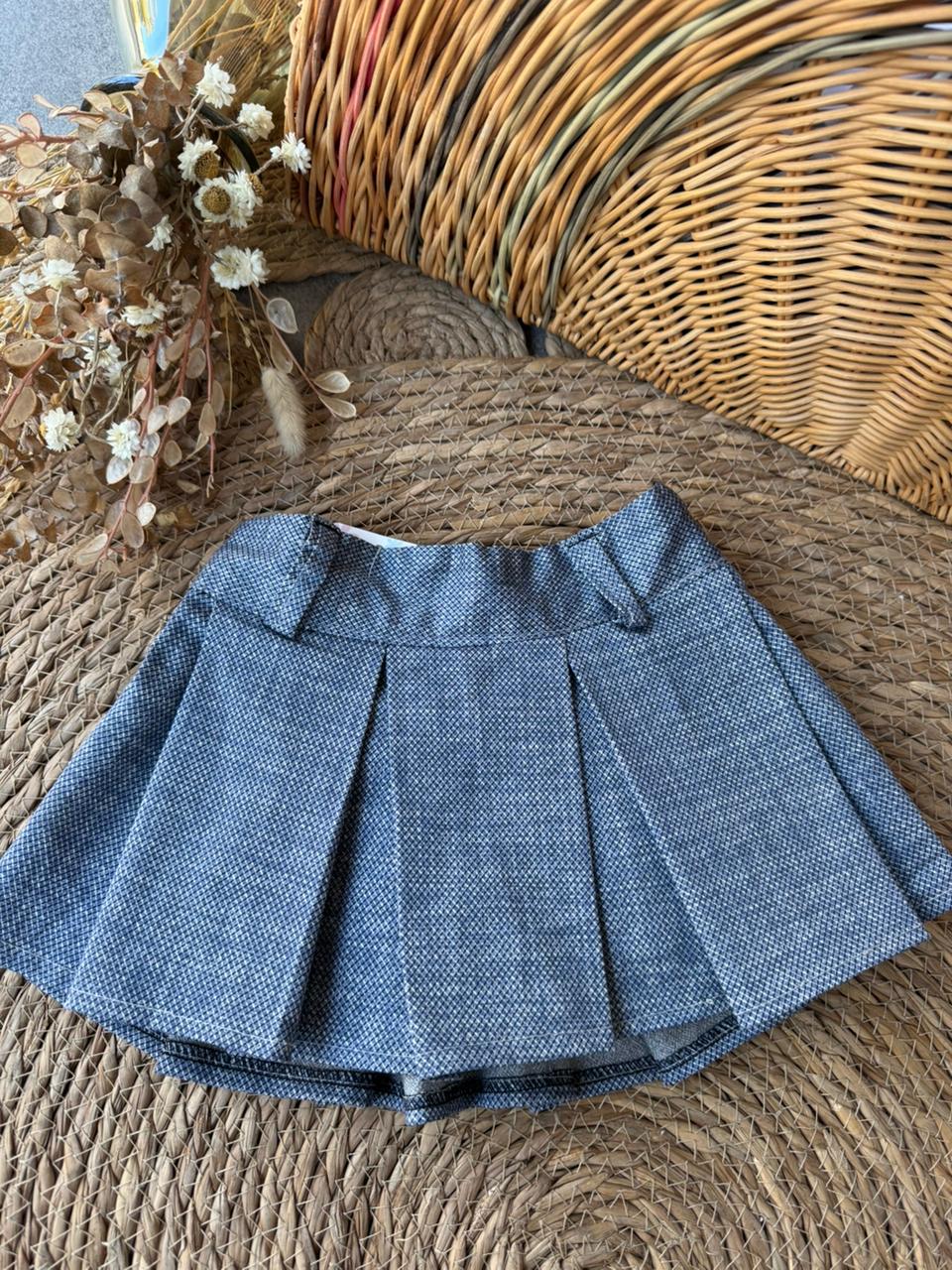 Blue Pleated Mini Skirt for Girls