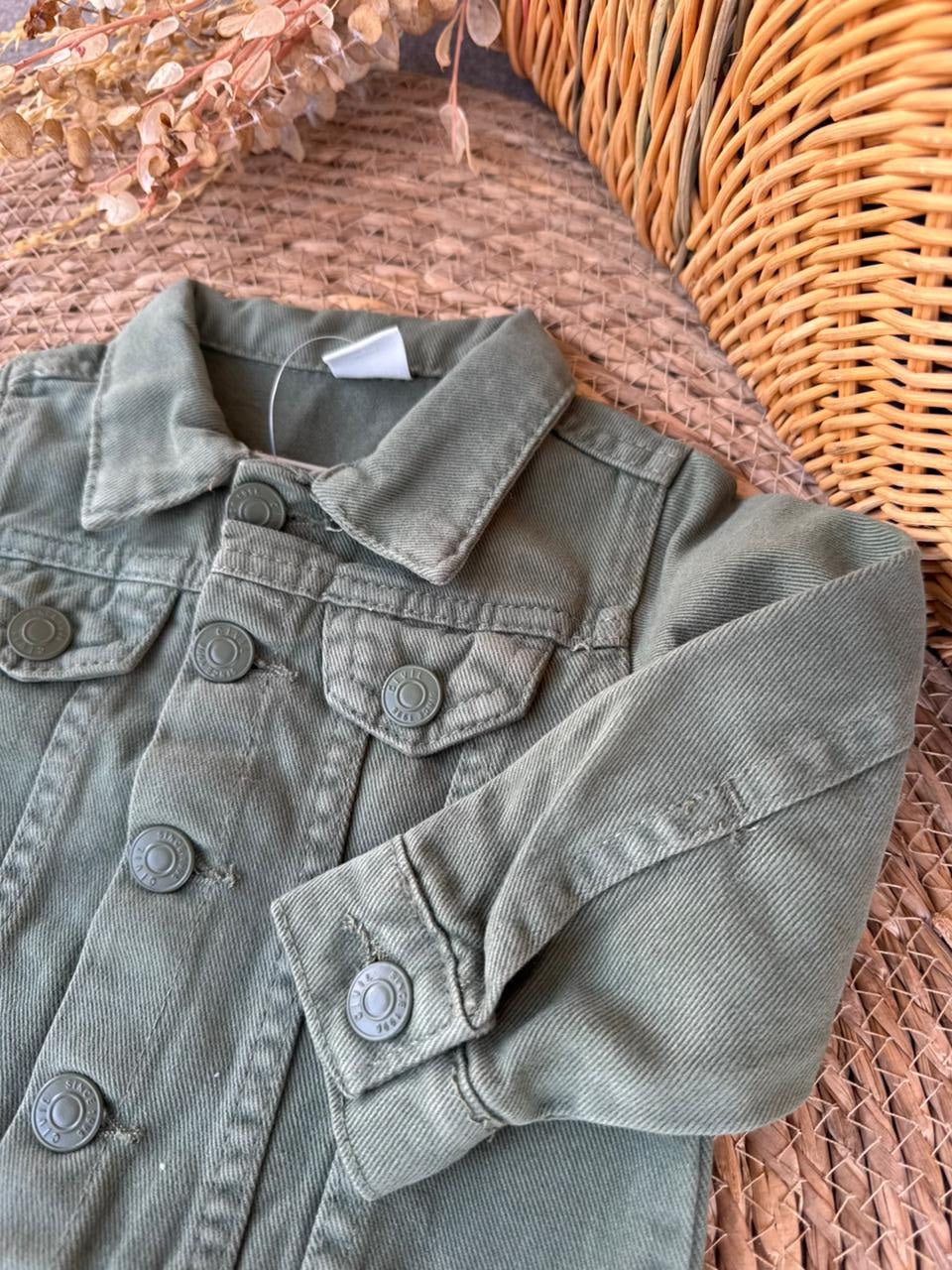 Baby Olive Green Denim Jacket