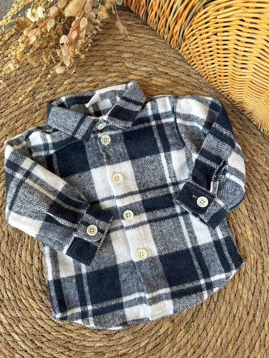 Plaid Shirt-Navy blue