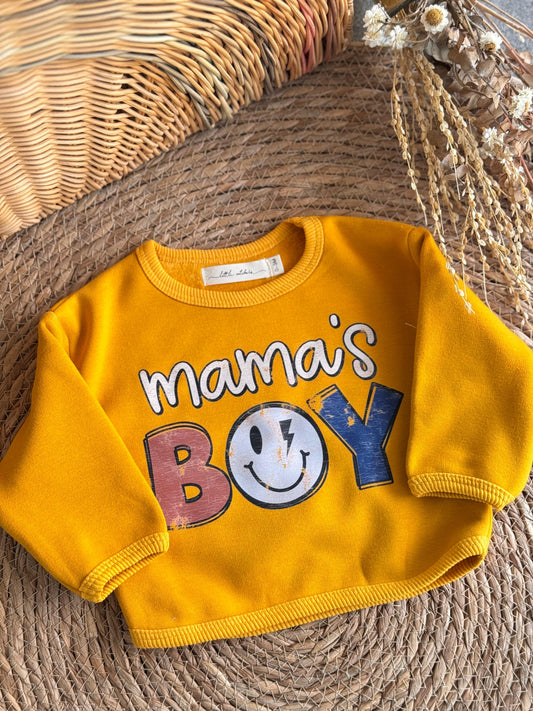 Fleeced Mama'S Boy Sweater Mustard