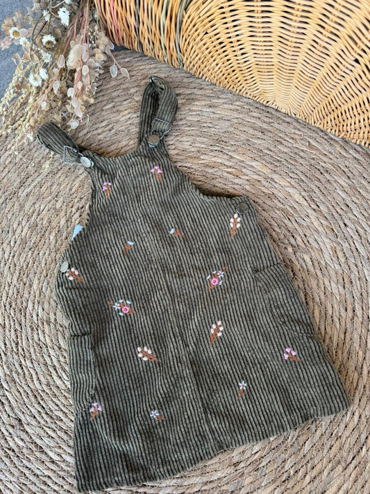 corduroy pinafore dress-sage green