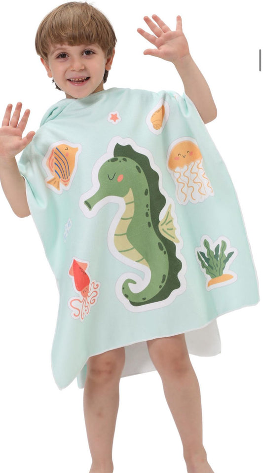 Beach hooded bath towel-seahorse